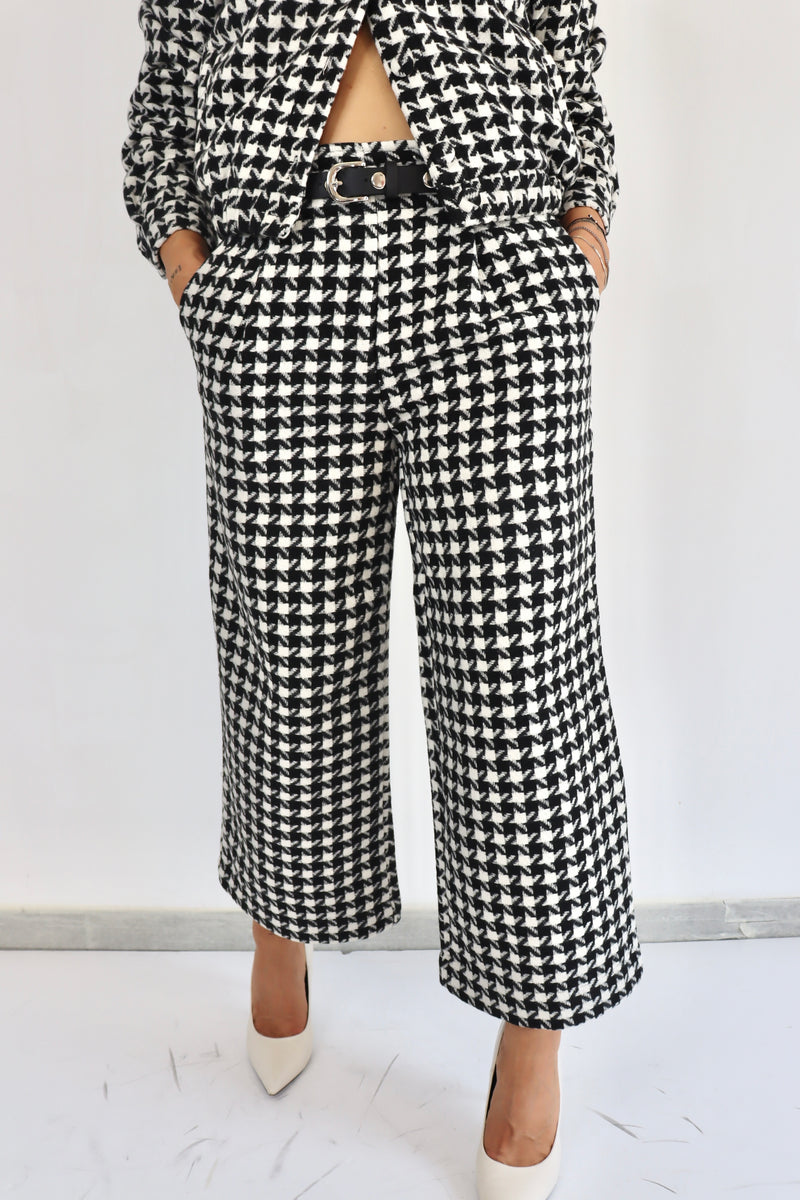 MOLLY BRACKEN Pantalone palazzo pied de poule coordinato