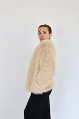 MOLLY BRACKEN Eco-pelliccia beige con chiusura a gancio