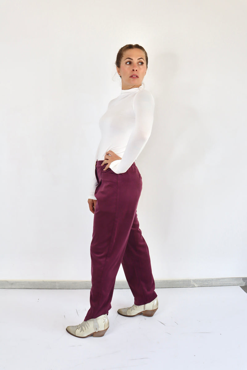MOLLY BRACKEN Pantalone in velluto bordeaux