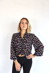 MOLLY BRACKEN Camicia nera fantasia fiori