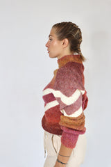 MOLLY BRACKEN Maglione righe bianche a mezzo collo