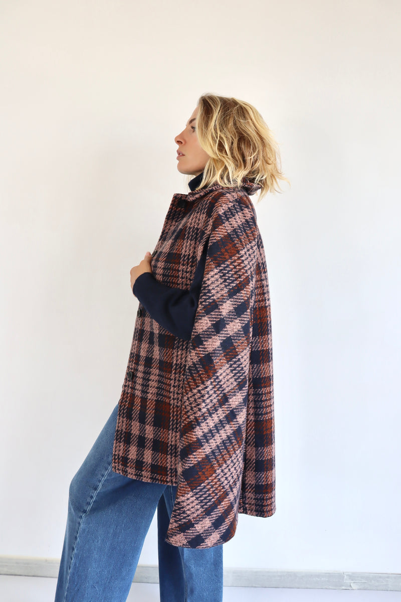 MOLLY BRACKEN Cappotto mantella a quadri