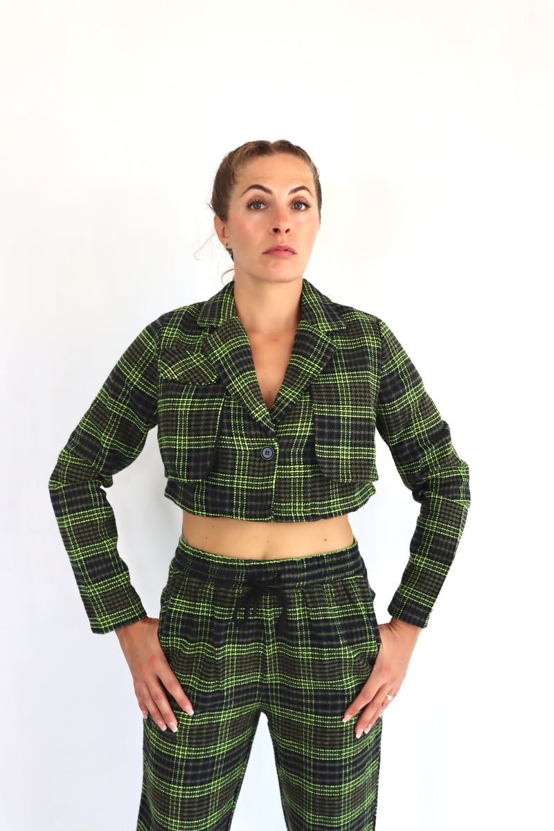 MOLLY BRACKEN Giacca crop scozzese coordinato