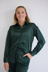 COMPANIA FANTASTICA Camicia di raso verde