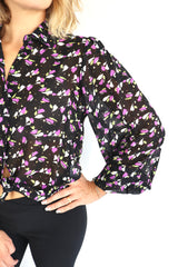 MOLLY BRACKEN Camicia nera fantasia fiori