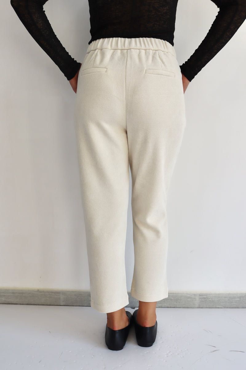 MOLLY BRACKEN Pantalone morbido a costine bianco