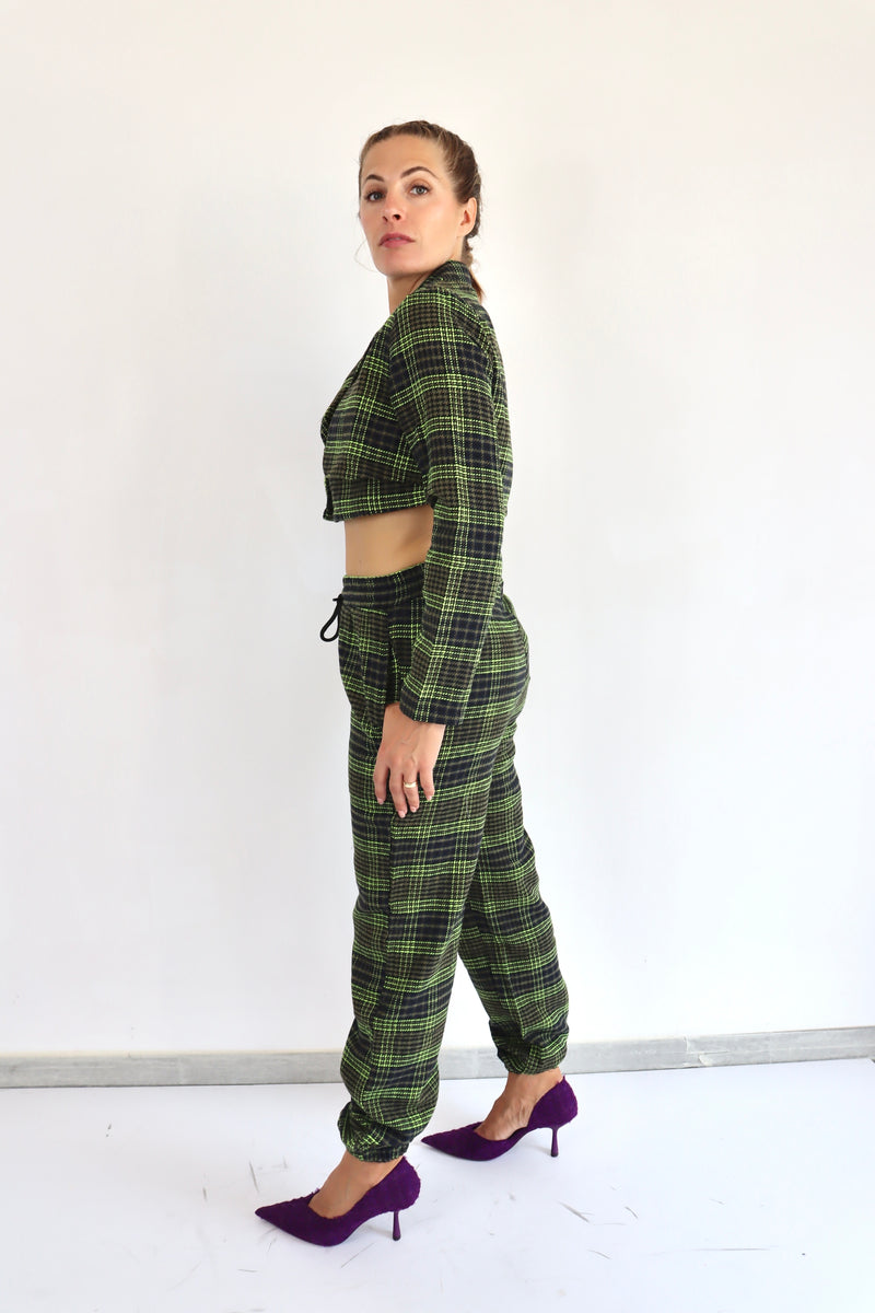 MOLLY BRACKEN Giacca crop scozzese coordinato