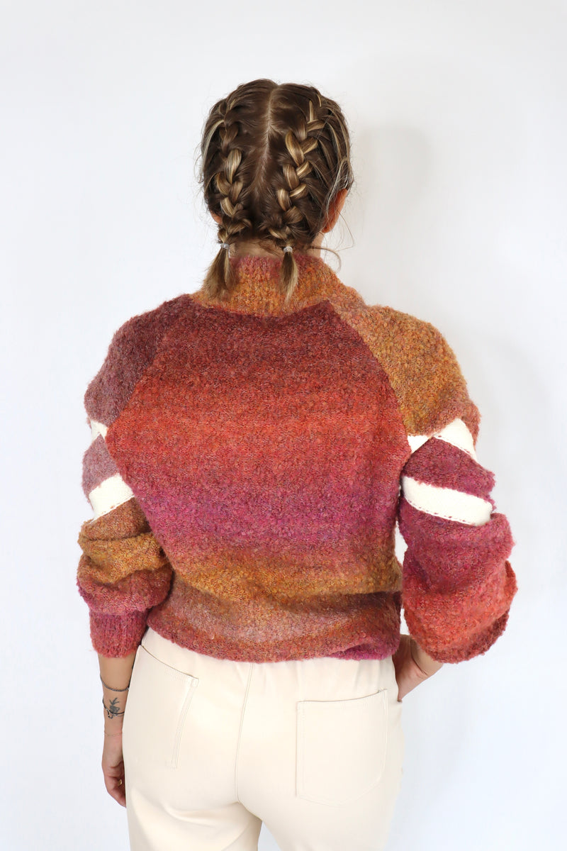 MOLLY BRACKEN Maglione righe bianche a mezzo collo