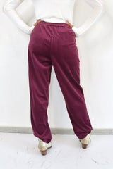MOLLY BRACKEN Pantalone in velluto bordeaux