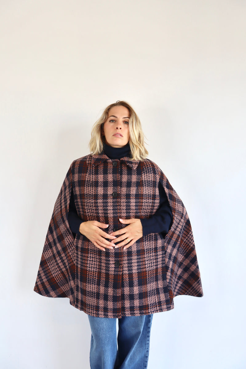 MOLLY BRACKEN Cappotto mantella a quadri