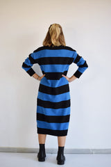 COMPANIA FANTASTICA Abito in maglia con righe blu e nere