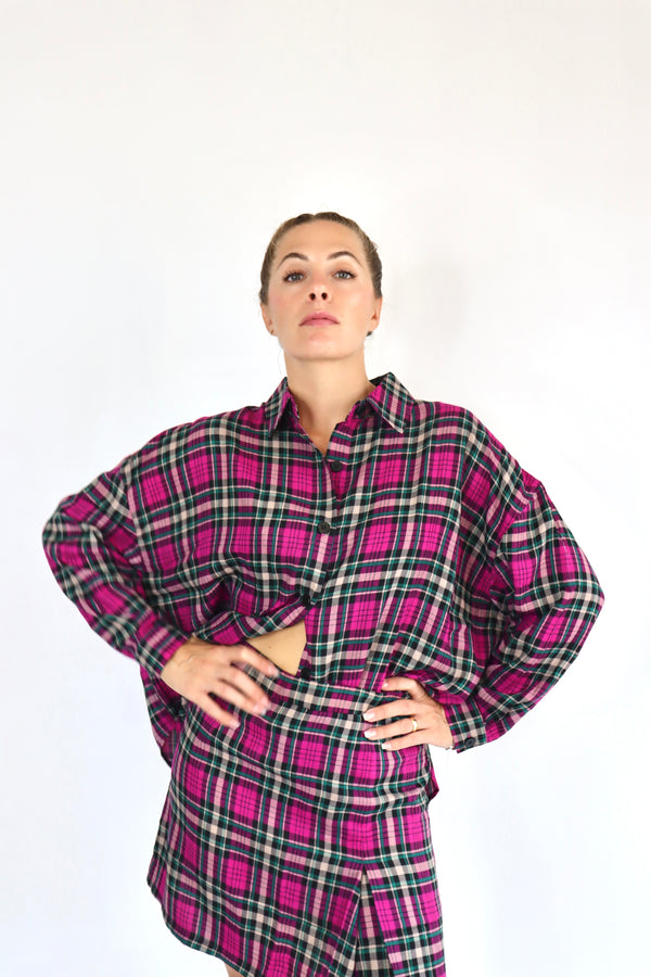 MOLLY BRACKEN Camicia a quadri fucsia coordinato