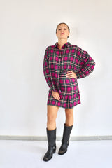 MOLLY BRACKEN Gonna corta fucsia fantasia a quadri coordinato