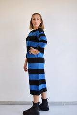 COMPANIA FANTASTICA Abito in maglia con righe blu e nere