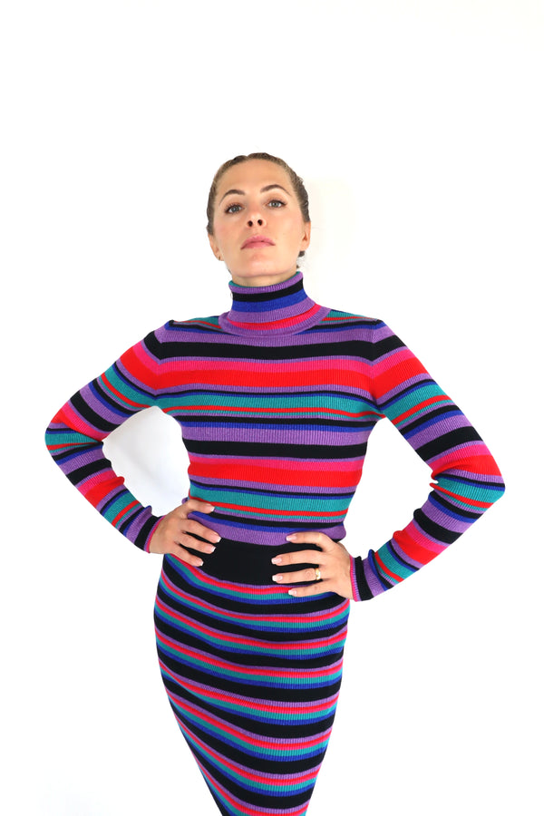 MOLLY BRACKEN Maglia a collo alto a righe colorate coordinato
