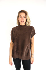 MOLLY BRACKEN Gilet peloso con mezzo collo