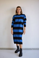 COMPANIA FANTASTICA Abito in maglia con righe blu e nere