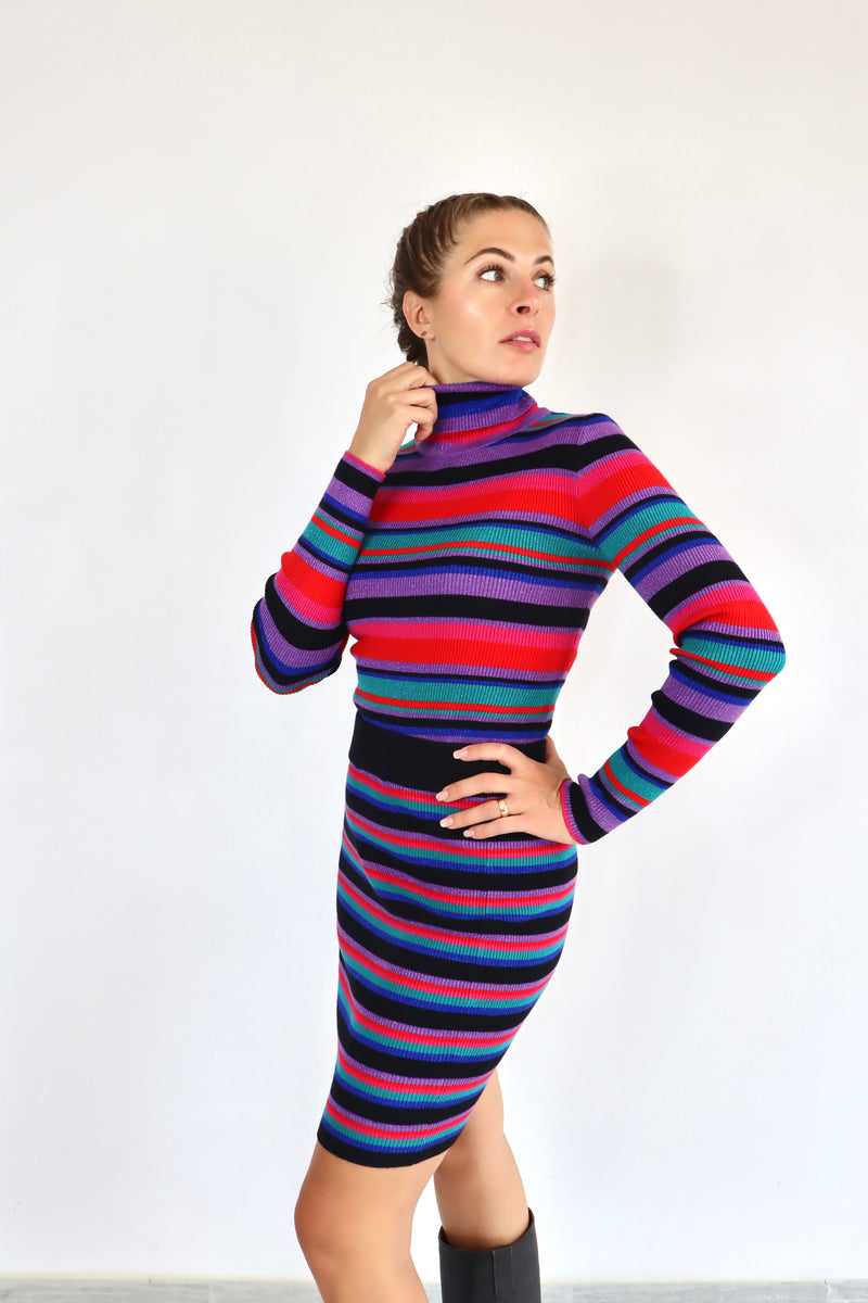 MOLLY BRACKEN Maglia a collo alto a righe colorate coordinato
