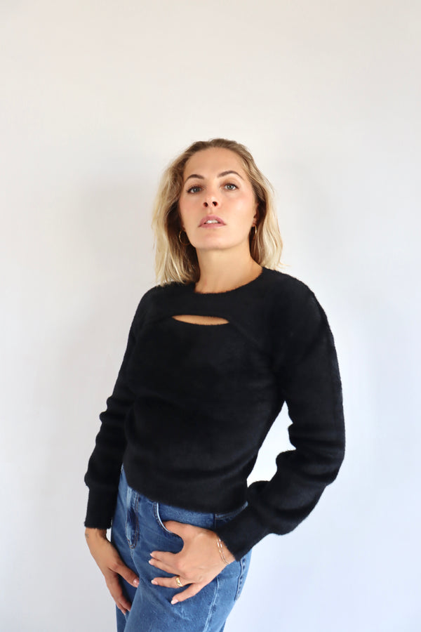 MOLLY BRACKEN  Maglioncino peloso nero