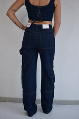 GLAMOROUS Jeans cargo scuro a palazzo