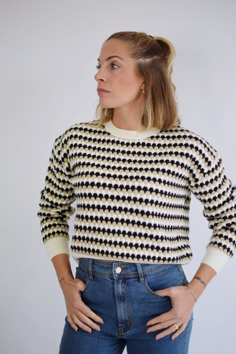 COMPANIA FANTASTICA Maglia con fantasia geometrica marrone
