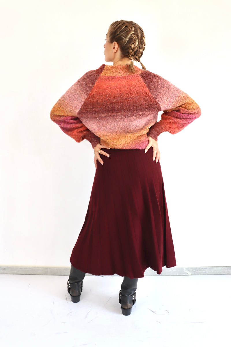 MOLLY BRACKEN Gonna midi bordeaux a costine