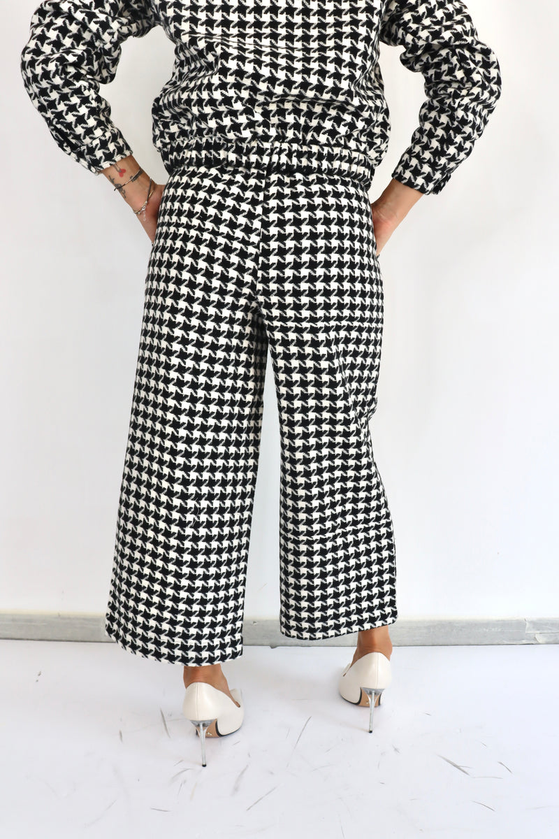 MOLLY BRACKEN Pantalone palazzo pied de poule coordinato