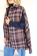 MOLLY BRACKEN Cappotto mantella a quadri