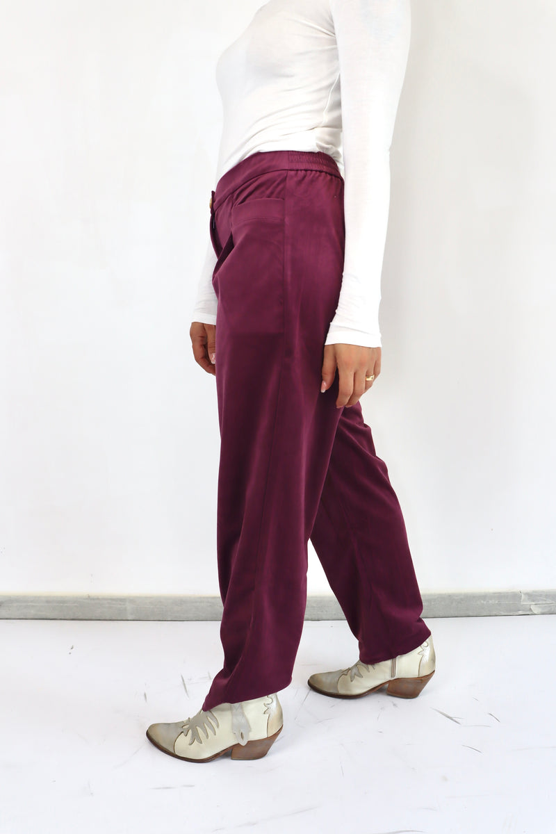 MOLLY BRACKEN Pantalone in velluto bordeaux