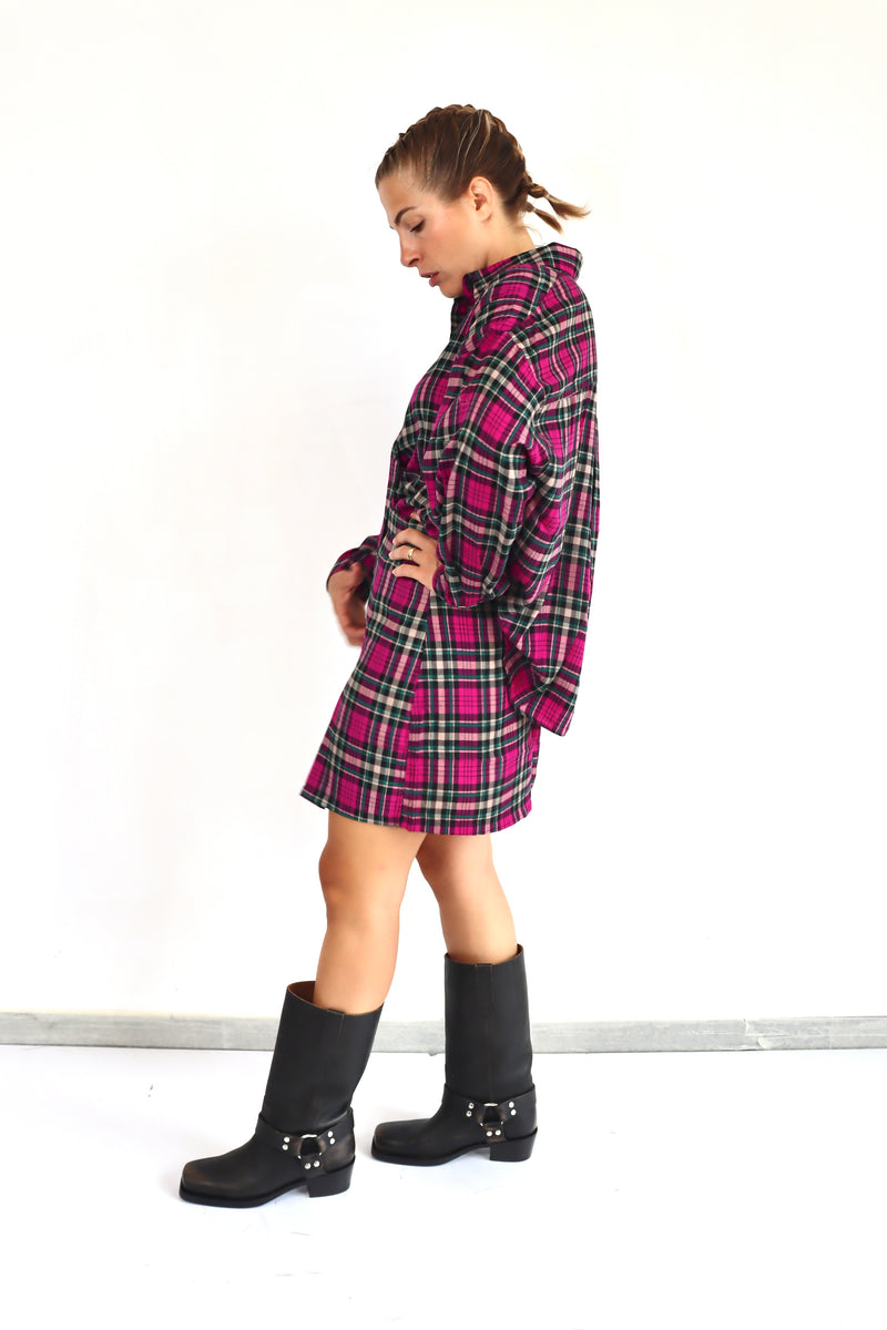 MOLLY BRACKEN Camicia a quadri fucsia coordinato