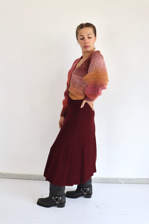 MOLLY BRACKEN Gonna midi bordeaux a costine