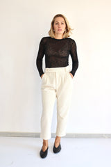 MOLLY BRACKEN Pantalone morbido a costine bianco