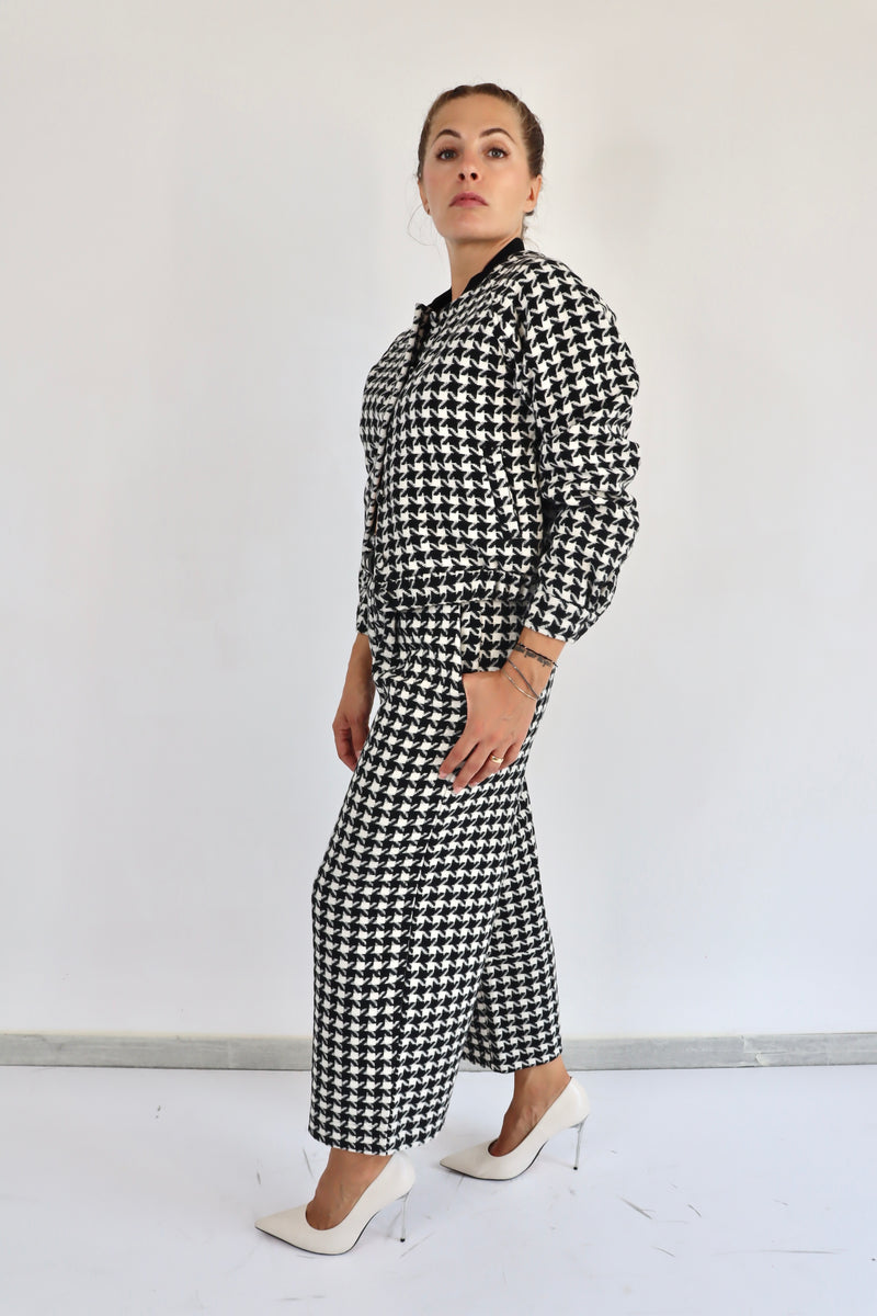 MOLLY BRACKEN Pantalone palazzo pied de poule coordinato