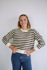 COMPANIA FANTASTICA Maglia con fantasia geometrica marrone