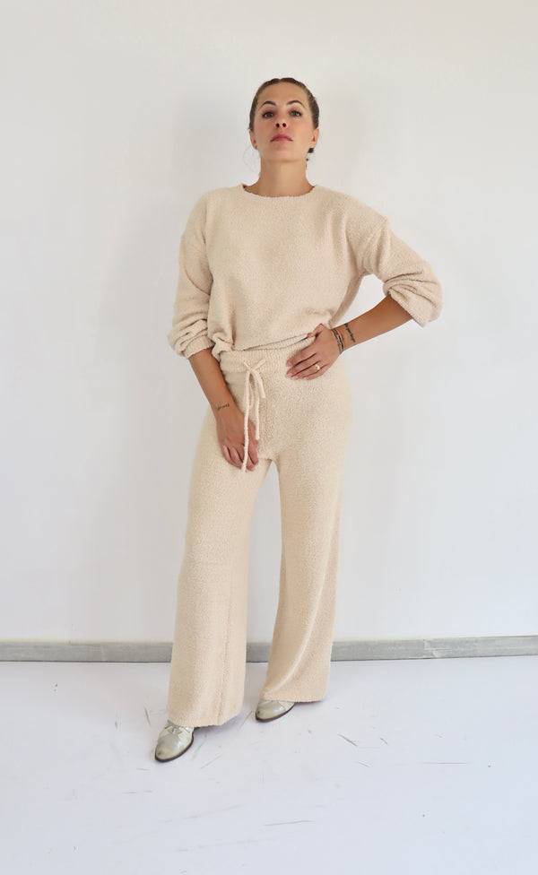 MOLLY BRACKEN Pantalone spugna a palazzo coordinato