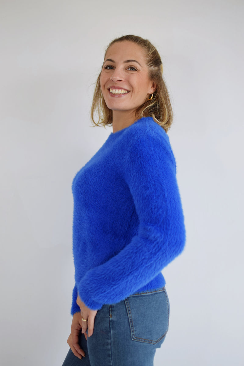 COMPANIA FANTASTICA Maglia effetto pelliccia blu