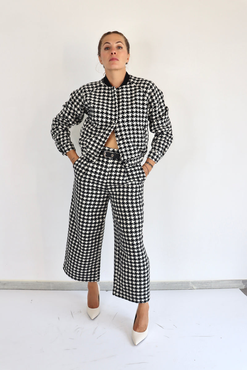 MOLLY BRACKEN Pantalone palazzo pied de poule coordinato