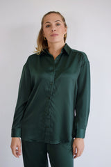 COMPANIA FANTASTICA Camicia di raso verde