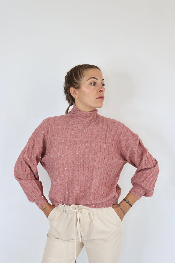 MOLLY BRACKEN Maglia a costine con collo alto