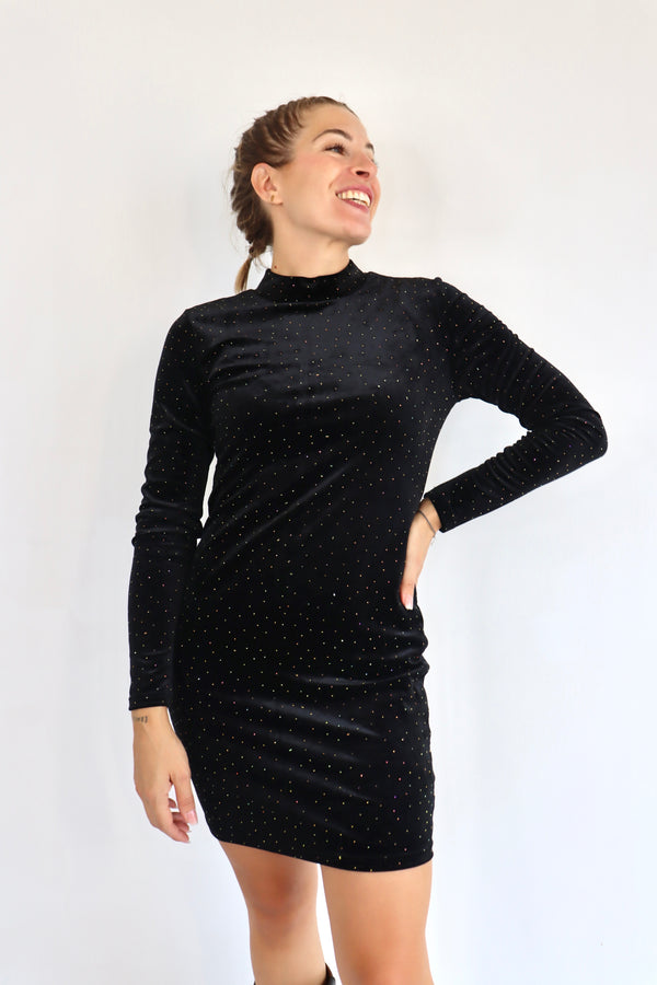 MOLLY BRACKEN Abito corto in ciniglia con punti luce