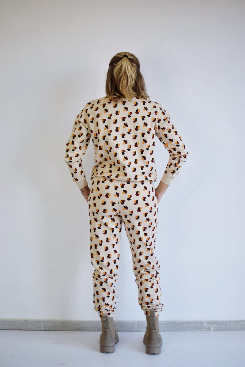 COMPANIA FANTASTICA Pantaloni di tuta garzati con stampa maculata