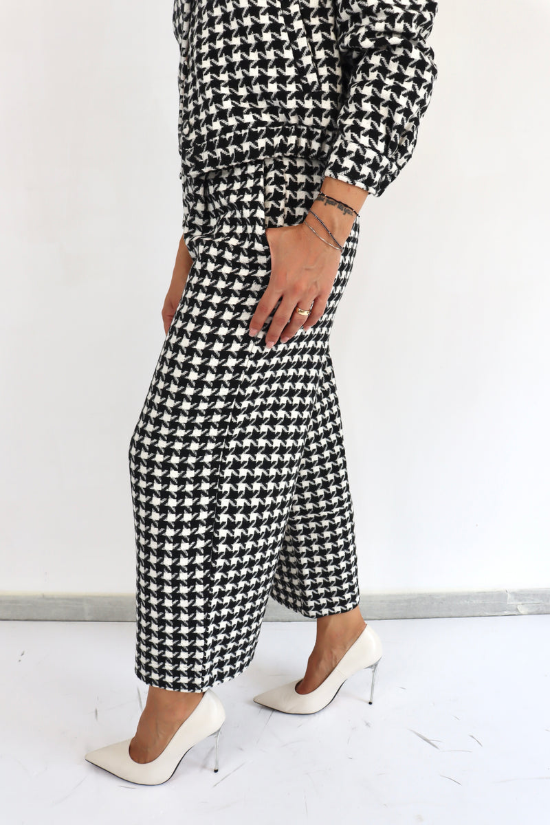 MOLLY BRACKEN Pantalone palazzo pied de poule coordinato