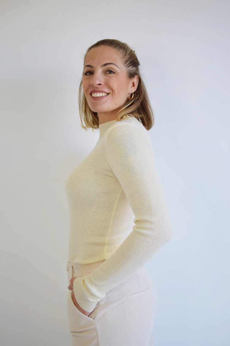 COMPANIA FANTASTICA Maglia a costine avorio