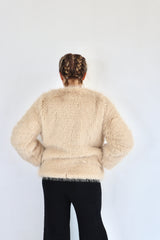 MOLLY BRACKEN Eco-pelliccia beige con chiusura a gancio