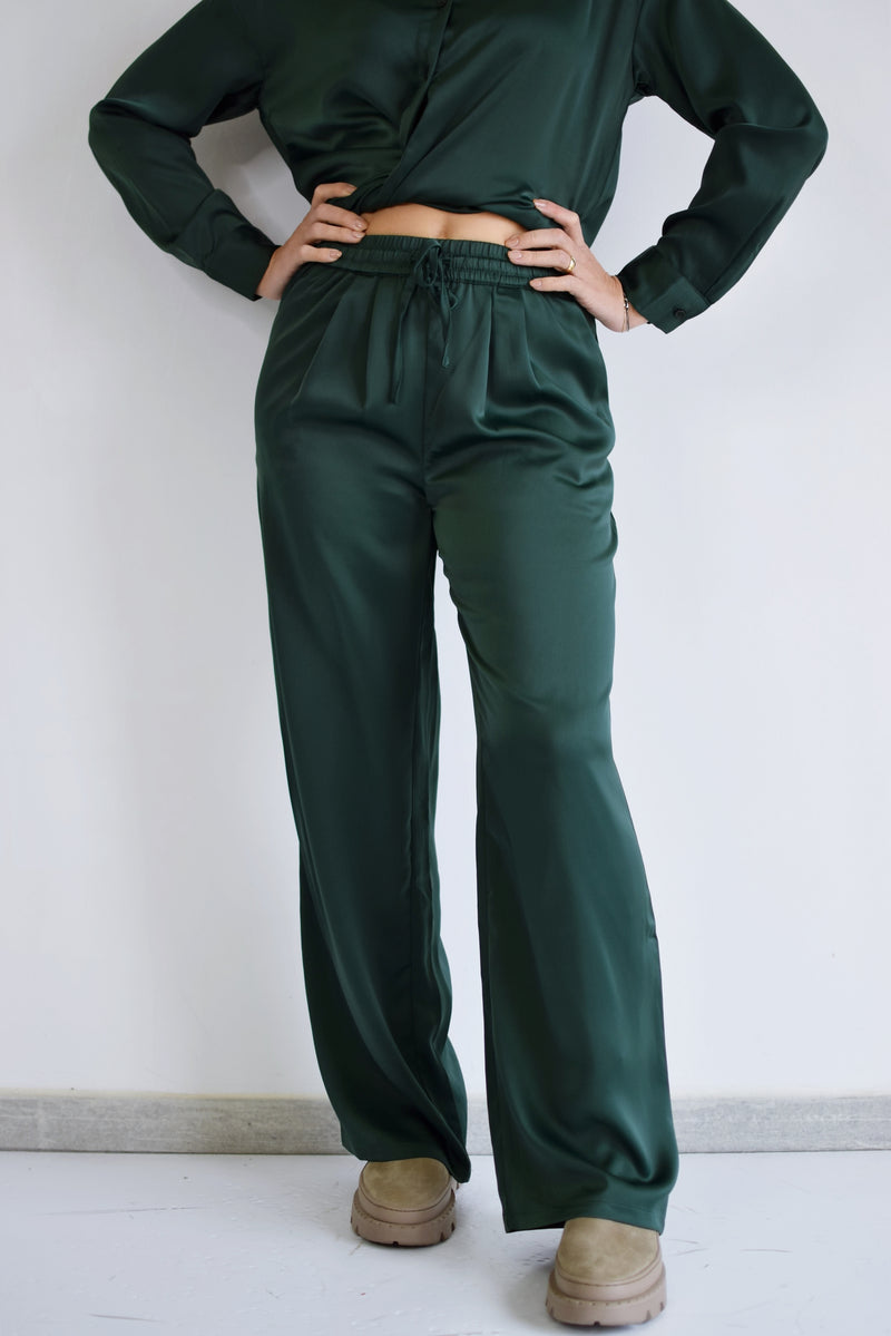COMPANIA FANTASTICA Pantaloni satinati verdi