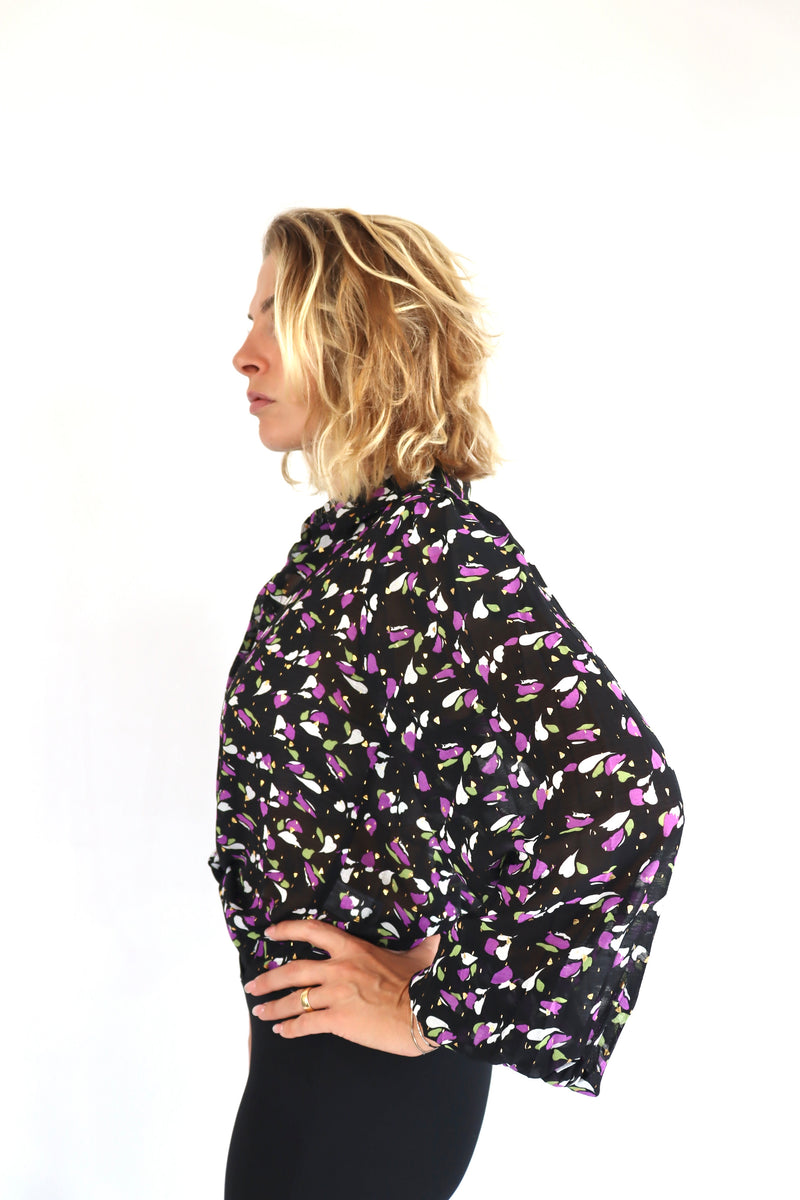 MOLLY BRACKEN Camicia nera fantasia fiori
