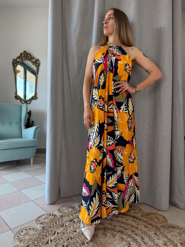 Abito floreale scollo all'americana Molly Bracken