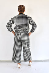 MOLLY BRACKEN Pantalone palazzo pied de poule coordinato