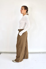 MOLLY BRACKEN Pantalone a palazzo morbido marrone
