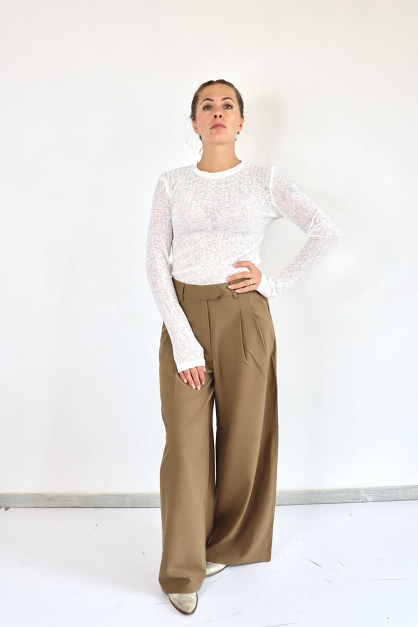 MOLLY BRACKEN Pantalone a palazzo morbido marrone